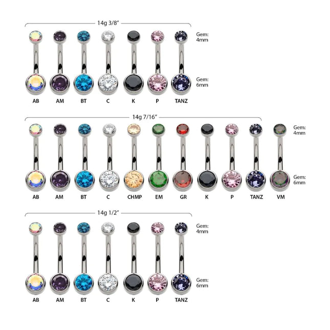 Invictus Titanium Internally Threaded Double Bezel Round with Smooth Rounded Back & Fixed Bottom Navel