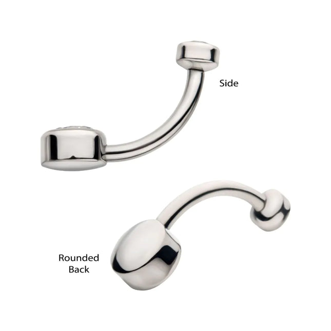 Invictus Titanium Internally Threaded Double Bezel Round with Smooth Rounded Back & Fixed Bottom Navel