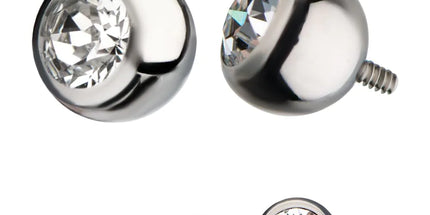 Invictus Titanium Internally Threaded Bezel Set Swarovski Crystal Ball Top