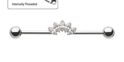 Invictus Titanium Internally Threaded 5 Marquise Gem Cluster with Ball End Industrial Barbell