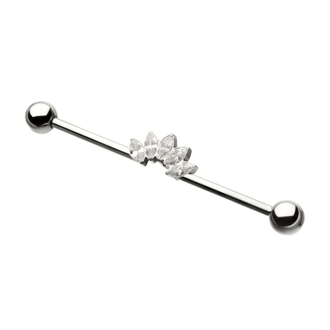 Invictus Titanium Internally Threaded 5 Marquise Gem Cluster with Ball End Industrial Barbell