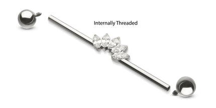 Invictus Titanium Internally Threaded 5 Marquise Gem Cluster with Ball End Industrial Barbell