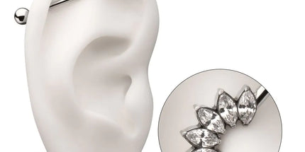 Invictus Titanium Internally Threaded 5 Marquise Gem Cluster with Ball End Industrial Barbell