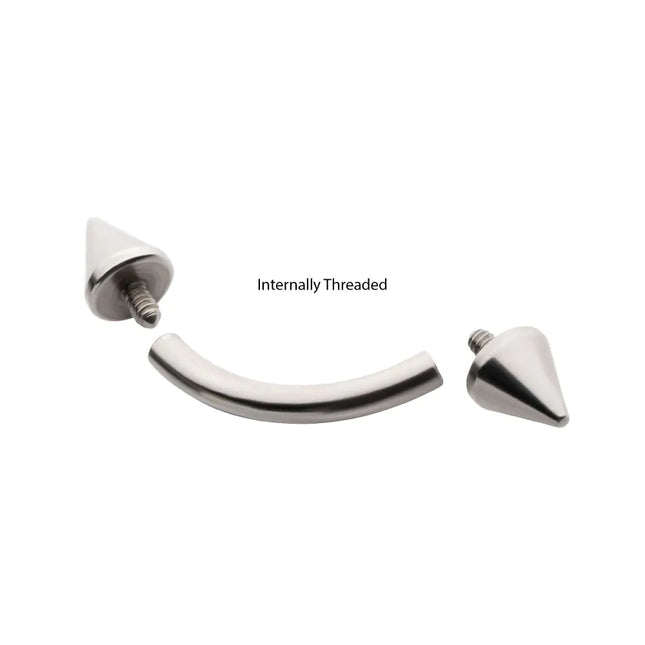 Invictus Titanium Internally Threaded Spike End Curved Barbell