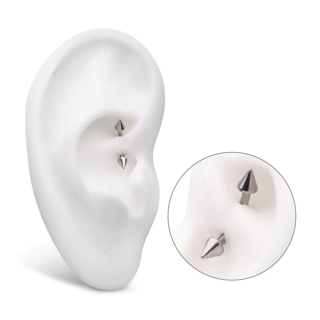 Invictus Titanium Internally Threaded Spike End Curved Barbell