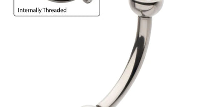 Invictus Titanium Internally Threaded Double Bezel Gem End Curved Barbell