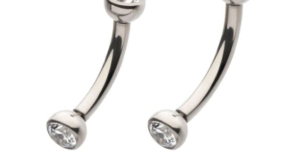 Invictus Titanium Internally Threaded Double Bezel Gem End Curved Barbell