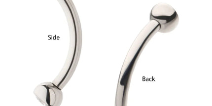 Invictus Titanium Internally Threaded Double Bezel Gem End Curved Barbell