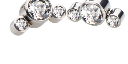 Invictus Titanium Internally Threaded 3-Bezel Set Swarovski Crystal Cluster Tops