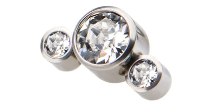 Invictus Titanium Internally Threaded 3-Bezel Set Swarovski Crystal Cluster Tops