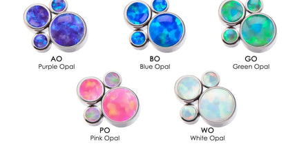 Invictus Titanium Internally Threaded 4-Bezel Set Synthetic Opal Cluster Tops