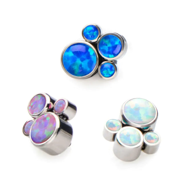 Invictus Titanium Internally Threaded 3-Bezel Set Swarovski Crystal Cluster Tops