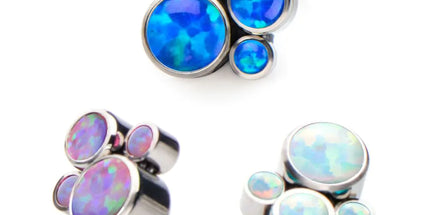 Invictus Titanium Internally Threaded 4-Bezel Set Synthetic Opal Cluster Tops