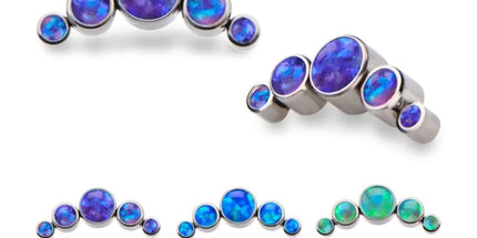 Invictus Titanium Internally Threaded 5-Bezel Set Synthetic Opal / Gem Cluster Tops