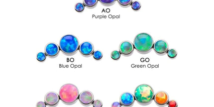 Invictus Titanium Internally Threaded 5-Bezel Set Synthetic Opal / Gem Cluster Tops