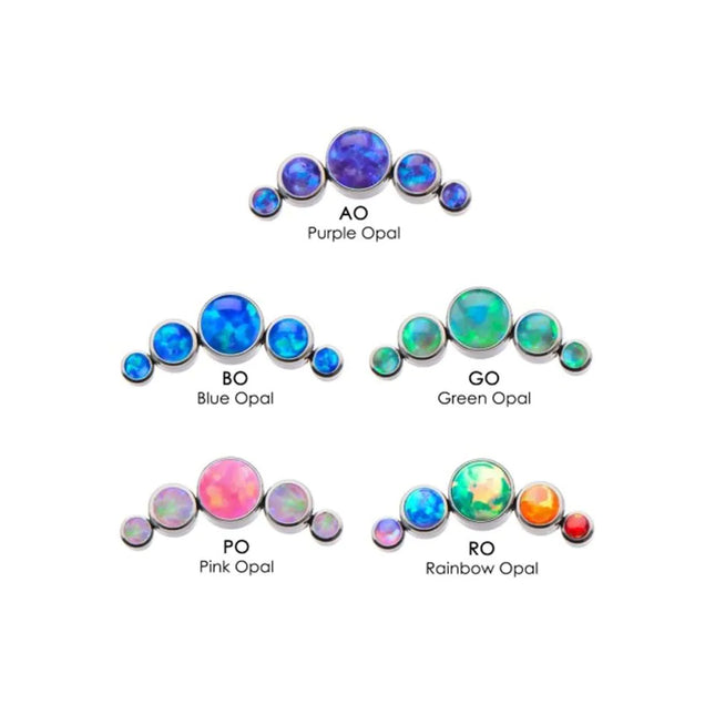 Invictus Titanium Internally Threaded 5-Bezel Set Synthetic Opal / Gem Cluster Tops