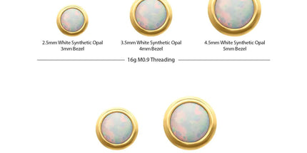 Invictus 24Kt Gold PVD Titanium Internally Threaded Low Profile Bezel Set Synthetic Opal Dermal Top