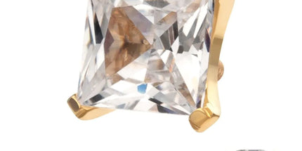 Invictus 24Kt Gold PVD Titanium Internally Threaded 4 Prong Princess Cut Gem Top