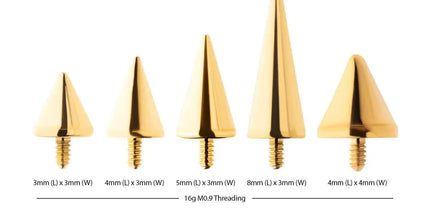 Invictus 24Kt Gold PVD Titanium Internally Threaded Spike Top