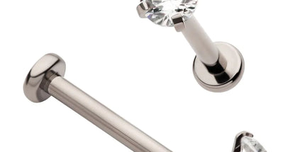 Invictus Titanium Internally Threaded Labret with Prong Set CZ Top & 2.5mm Base
