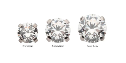 Invictus Titanium Internally Threaded Labret with Prong Set CZ Top & 2.5mm Base