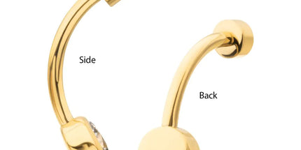 Invictus 24Kt Gold PVD Titanium Internally Threaded Double Bezel Round with Smooth Rounded Back & Fixed Bottom Navel