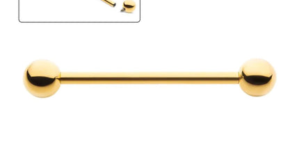 Invictus 24KT Gold PVD Titanium Internally Threaded Industrial Barbell