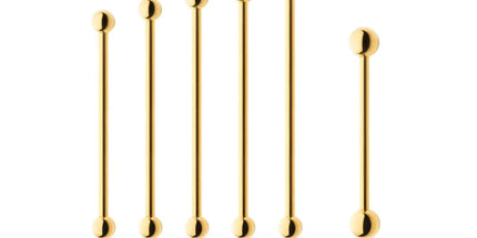 Invictus 24KT Gold PVD Titanium Internally Threaded Industrial Barbell