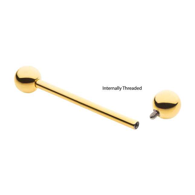 Invictus 24KT Gold PVD Titanium Internally Threaded Barbell