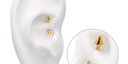 Invictus 24KT Gold PVD Titanium Internally Threaded Spike End Curved Barbell