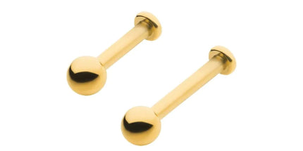 Invictus 24KT Gold PVD Titanium Internally Threaded Labret with 2.5mm Flat Base and 3mm Ball
