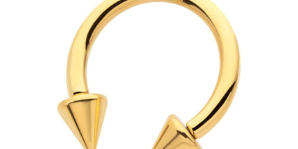 Invictus 24Kt Gold PVD Titanium Internally Threaded Spike Ends Circular Barbell