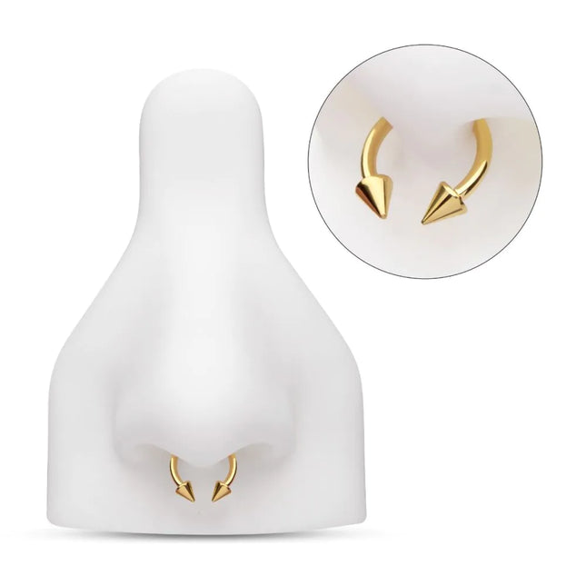 Invictus 24Kt Gold PVD Titanium Internally Threaded Spike Ends Circular Barbell