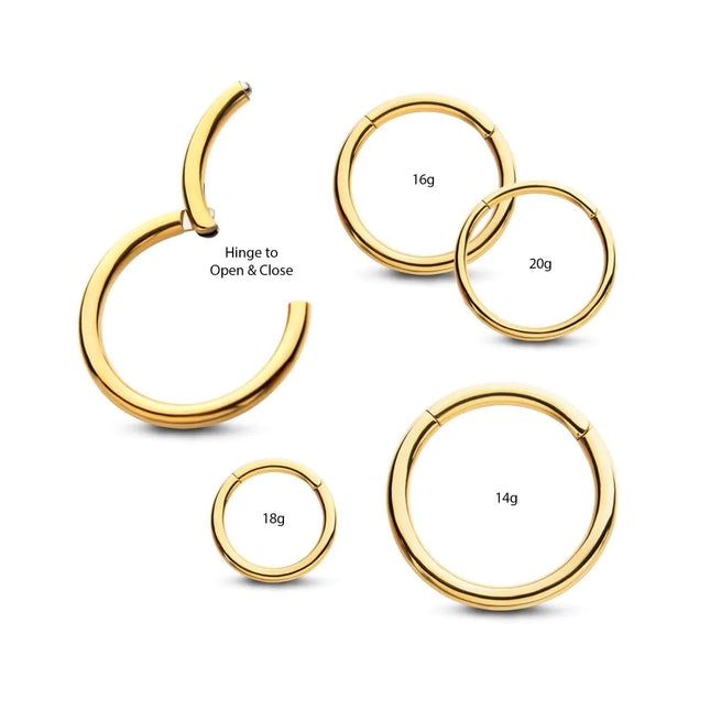 24KT Gold PVD Titanium Hinged Segment Clicker (20g to 14g)