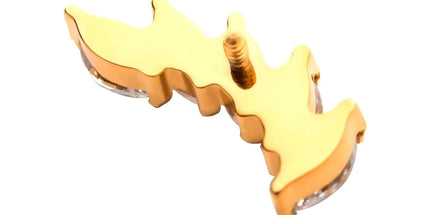 Invictus 24Kt Gold PVD Titanium Internally Threaded with Prong Set Marquise 5 Gem Curved Fan Top