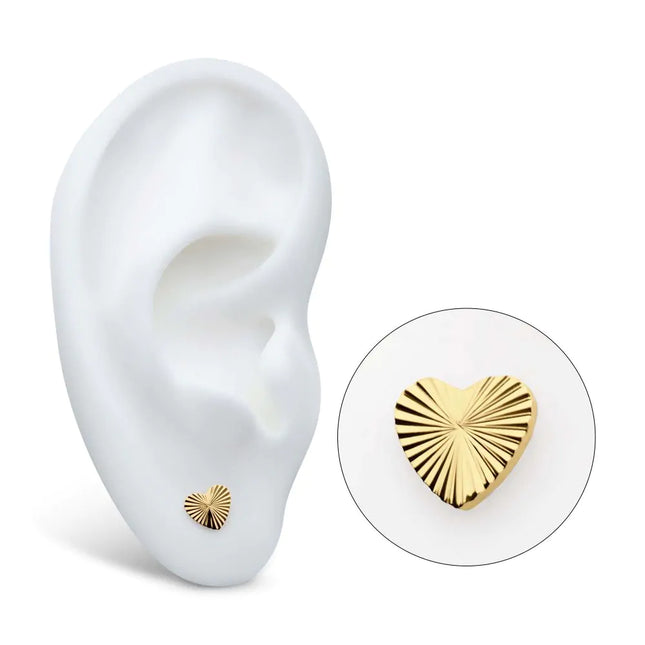 Invictus 24Kt Gold PVD Titanium Threadless Corrugated Heart Top