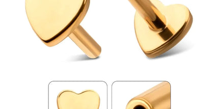 Invictus 24Kt Gold PVD Titanium Threadless Heart Back Duality Labret (Base Only)