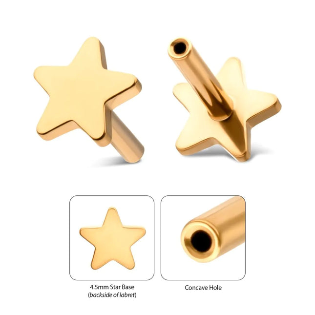 Invictus 24Kt Gold PVD Titanium Threadless Star Back Duality Labret (Base Only)