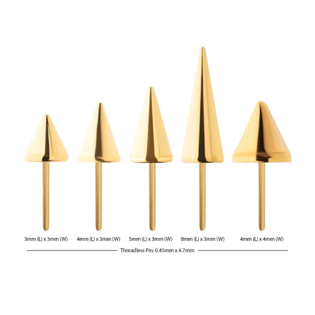 Invictus 24Kt Gold PVD Titanium Threadless Spike Top