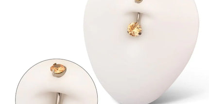 Invictus Titanium Internally Threaded Double 3-Prong Round Gem Fixed Bottom Navel