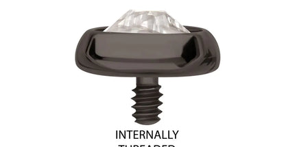 Invictus 16g Black PVD PVD Titanium Internally Threaded Low Profile Bezel Set Swarovski Crystal Dermal Top