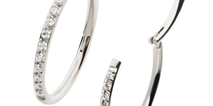 Invictus Titanium with 1mm CNC Set Clear CZ Eternity Gem Side Facing Hinged Segment Clicker