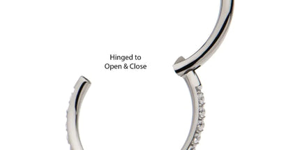 Invictus Titanium with 1mm CNC Set Clear CZ Eternity Gem Side Facing Hinged Segment Clicker