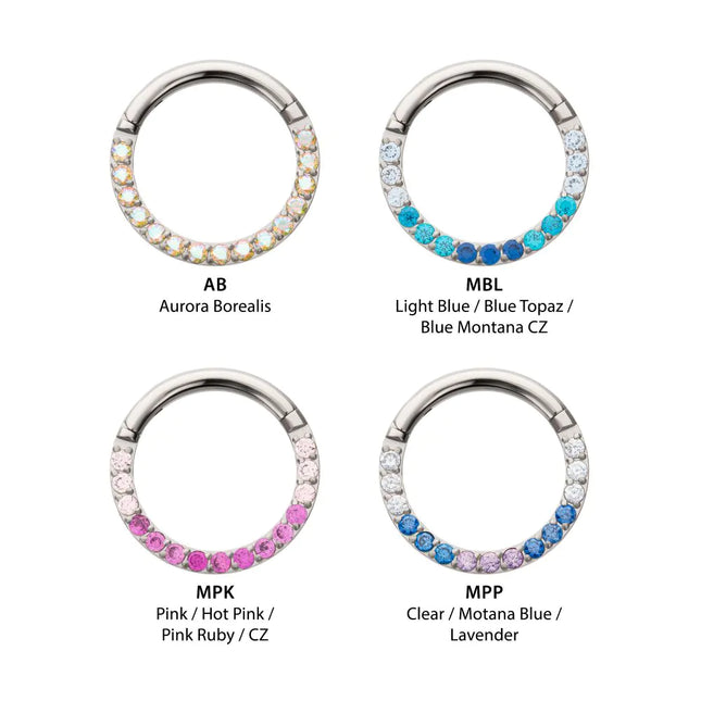 Invictus Titanium Front Facing Hinged Segment Clicker with CNC Set 1mm Ombre Fade Gem