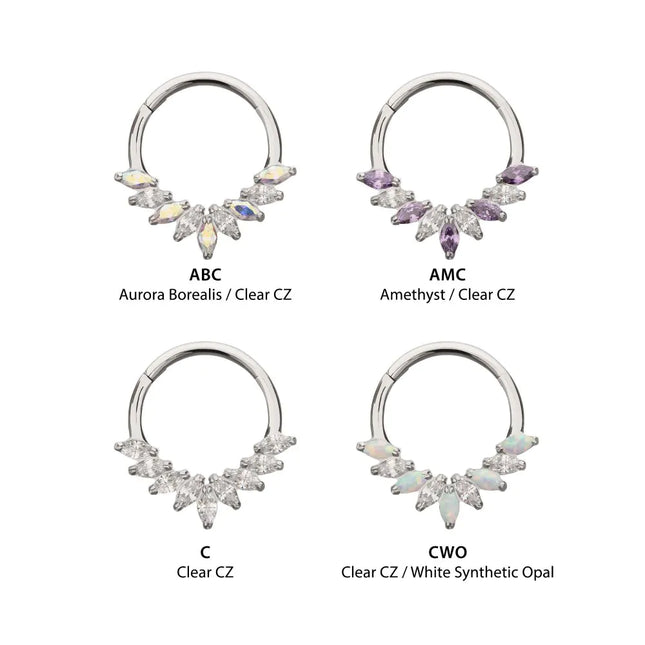 Invictus Titanium 9 Gem Marquise Cluster Front Facing Hinged Segment Clicker