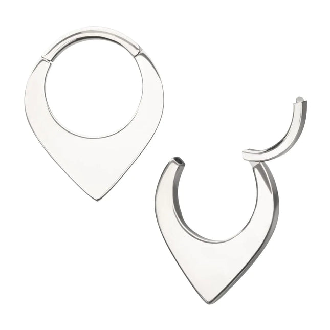Invictus Titanium Teardrop Flat Hoop Front Facing Hinged Segment Clicker
