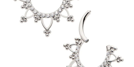 Invictus Titanium Pave Set Round CZ with Tri Beads Front Facing Hinged Segment Clicker