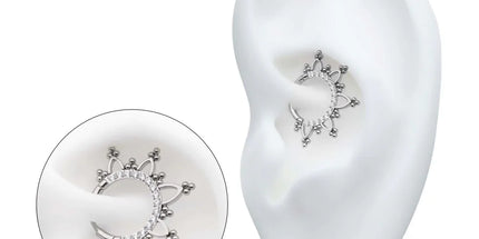 Invictus Titanium Pave Set Round CZ with Tri Beads Front Facing Hinged Segment Clicker