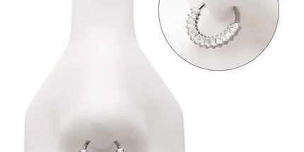 Invictus Titanium Pronged Baguette CZ Cluster Front Facing Hinged Segment Clicker