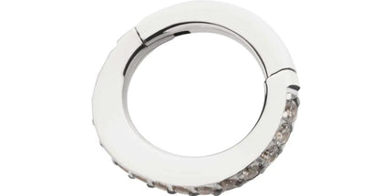 Invictus 14g Titanium Oval Shape with CNC Set Full Clear CZ Hinged Segment Clicker (for Navel Piercing)